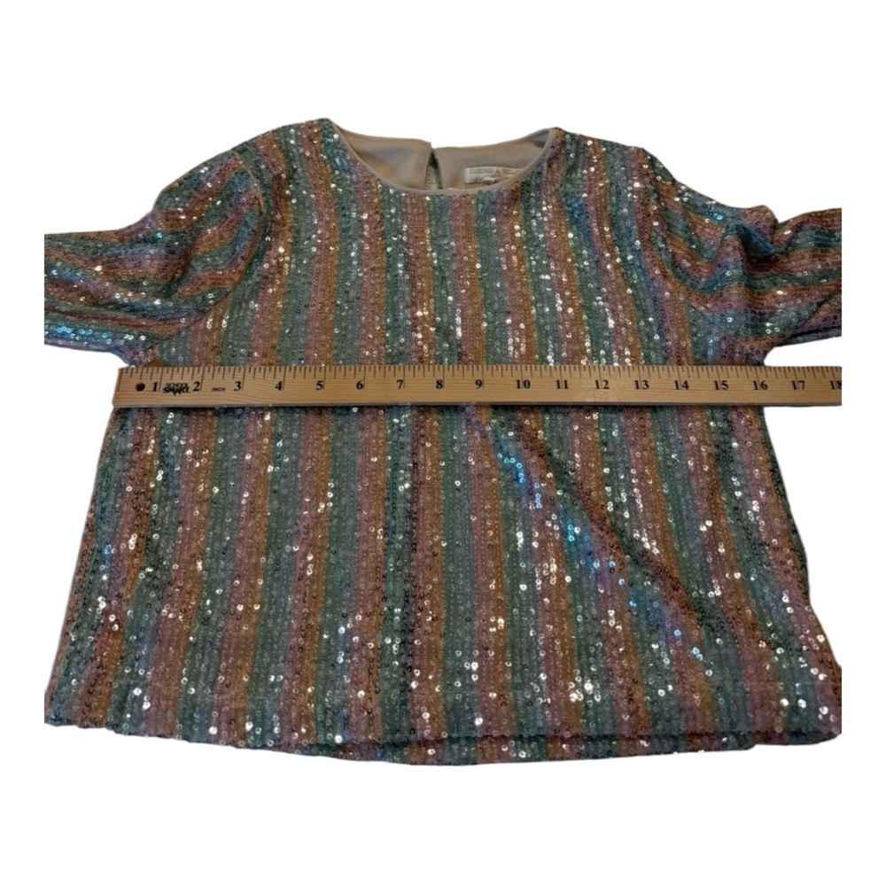 Chelsea & Violet Girls Rainbow Stripe Sequin LS Top New Size Girls L Pink Silver - Picture 8 of 14